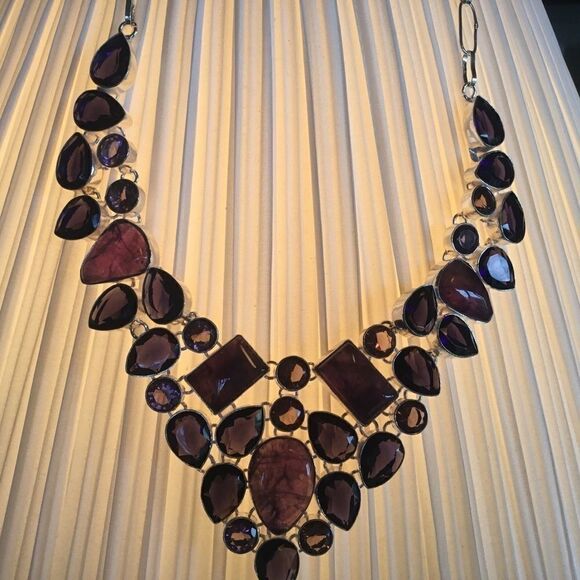 NWOT. Sterling Silver Sage Amethyst Adj. Necklace - Picture 3 of 16